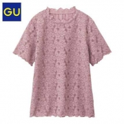 30日0点：GU 极优 317200 女士蕾丝花边领T恤