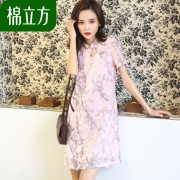 ￥89 复古连衣裙女棉立方