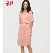H＆M HM0630324 女士V领缩褶连衣裙