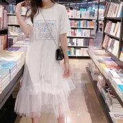 女装韩版甜美仙女裙网纱拼接两件套