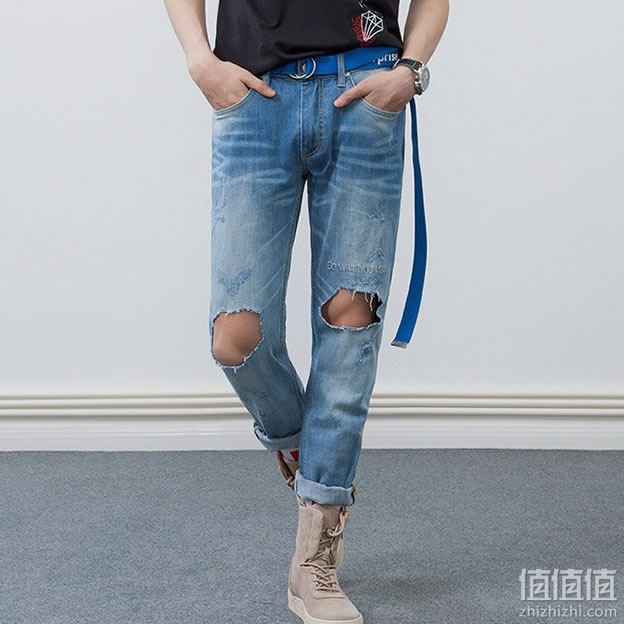 LEE男士破洞牛仔裤