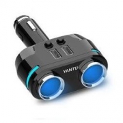 沿途 车载充电器 2个USB口+2个点烟口