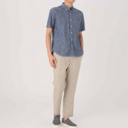 MUJI 无印良品 男士 纯棉 短袖衬衫