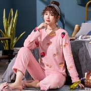 女士水果印花法兰绒家居服套装 24.8元包邮（需用券）