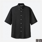 8日0点、再降价： UNIQLO 优衣库 设计师合作款 416554 男款法国麻宽松衬衫