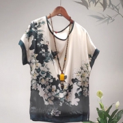 yaloo雅鹿YA041F442新款中年女士阔太太洋气高贵夏装T恤 券后79元包邮
