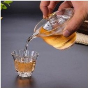 当当优品 光阴系列 描金磨砂锤目纹玻璃盖碗 闻香 150ml