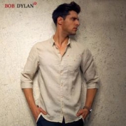 BOB DYLAN 56%亚麻混纺 男宽松七分袖休闲衬衫