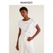 MANGO 女士棉质印花T恤