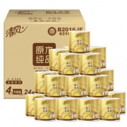 清风 卷纸 原木金装四层160克*24卷*4件