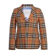 BURBERRY KIDS 巴宝莉 男童驼色棉质格纹长袖西装外套