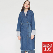2件！100%纯棉，ME&CITY 537690 女士中长款牛仔风衣