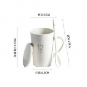 即物 陶瓷马克杯 400ml 带盖+勺