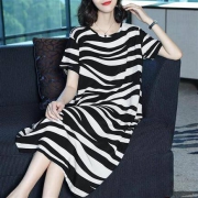 华夏崇杰 女士条纹连衣裙
