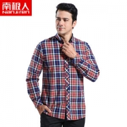 南极人 男士加厚款纯棉方格衬衫