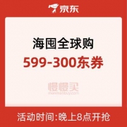 20点开领：京东海囤全球购 599-300东券