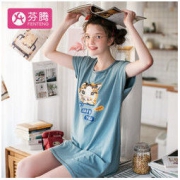 芬腾 激萌猫咪圆领 女士睡衣X980A21834 灰兰 L