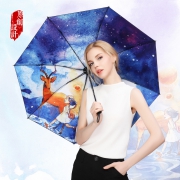 羚羊早安 插画手绘黑胶遮阳晴雨伞 3折  券后29.9元