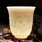 研艺德化白瓷茶杯龙凤杯130ml*2件
