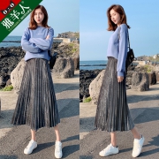 ￥24 金丝绒百褶半身裙女中长款