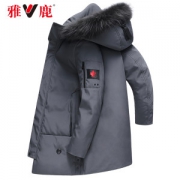 雅鹿 男士中长款保暖羽绒服 90%含绒量 貉子毛领设计