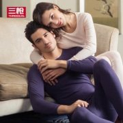 三枪 薄款 纯棉 圆领 男女款秋衣秋裤套装