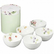 NARUMI 鸣海制陶 Lucy's Garden系列 骨瓷碗5件套 11cm