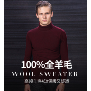 新贝 100%精纺纯羊毛 男士高领毛衣 全5分好评