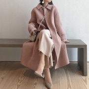 梦蝶婷 女中长款毛呢外套 呢子大衣