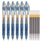M&G 晨光 GP1008 按动式中性笔 0.5mm 墨蓝 (6支笔+6支芯)