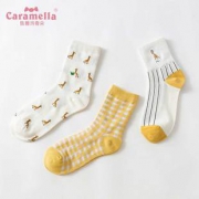 CARAMELLA 中筒刺绣棉袜3双 券后￥19.8
