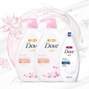 限地区：Dove/多芬 樱花甜香滋养美肤沐浴乳1kgx2+190g