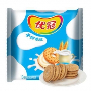 限地区：优冠 牛奶特浓夹心饼干 牛奶味 390g *17件