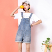 ￥49 牛仔背带裤女高腰显瘦短裤