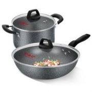 京东PLUS会员： COOKER KING 炊大皇 TZ02MF 炒锅汤锅2件套 麦饭石色 *2件