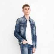 JackJones 杰克琼斯 男士水洗磨白牛仔外套
