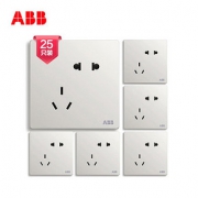ABB 无框轩致雅典白 错位五孔插座 25只