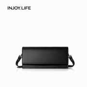 injoylife风琴包女包2019新款百搭单肩斜挎真皮手提包复古腋下包