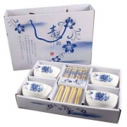 京东PLUS会员: 京弗 青花瓷碗套装 2碗2筷