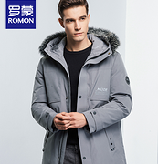 800蓬+90%白鸭绒+狐狸毛领：罗蒙  男士羽绒服