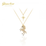 glam Ever 独角兽的眼泪项链 星星双层锁骨链