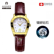 镶VS1真钻石 奢侈品牌 Aigner 珍珠母贝石英表