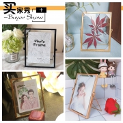 北欧金属相框摆台4寸6寸7寸创意植物标本画框简约玻璃照片框 15.5元