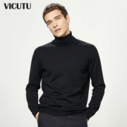 VICUTU 威可多 100%美利奴羊毛 男士高领针织衫