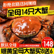 鲜茜 鲜活大闸蟹全母14只(2.5-3两) 券后138元包邮