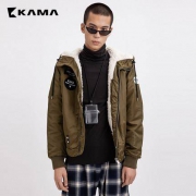 KAMA卡玛 2417708 男士连帽棉服外套