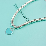 Tiffany&Co 蒂芙尼 心形镶蓝珐琅珠式手链