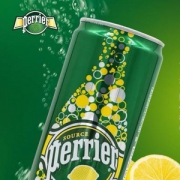 法国进口，Perrier 巴黎水 柠檬味 气泡矿泉水 330ml*24罐
