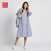 UNIQLO 优衣库 421644 优质长绒棉A字型条纹连衣裙