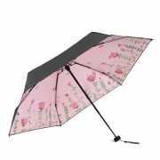天堂伞 53036E 黑胶五折晴雨伞 幽兰众芳 浅粉色 *3件